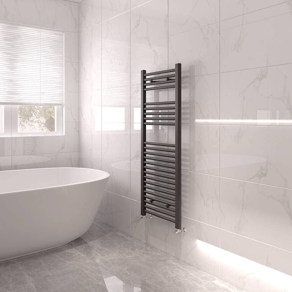 Nrg Anthracite Bathroom Modern Straight Heated Towel Rail Radiator Central Heating Ladder Rad 1200X450mm