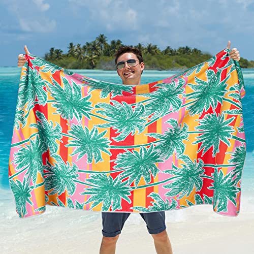 Aspmiz 3 Pcs Large-Bath-Towel -Set With Beach Towel Hand Towel Wash Towel, Soft Microfiber Beach Towels Oversized For Adults Kids Baby, Absorbent Towel Quick Dry For Pool Bathroom Sports Camp Tropical #TOP1