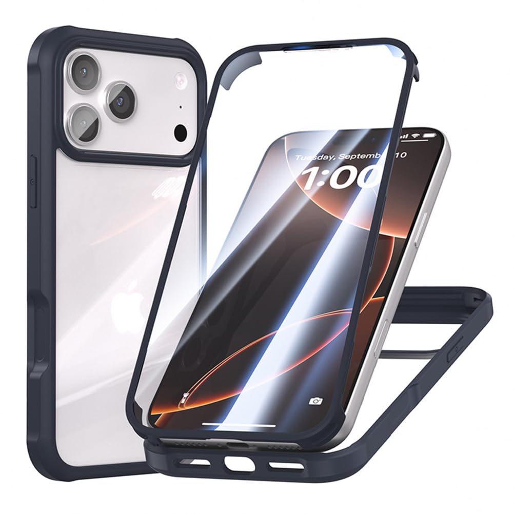 Coque iPhone 17 intégrale double face en verre bleu finissant les rayures