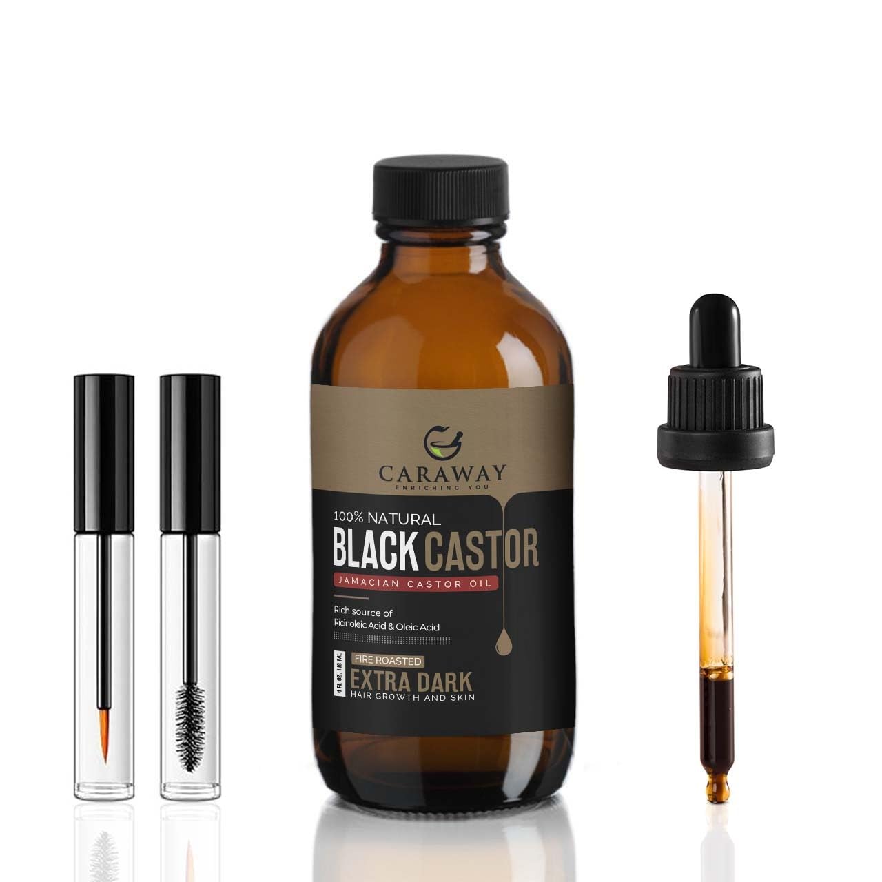 Caraway Jamaican Black Castor Oil - Cold-Pressed & Organic, Natural, 118 ml (Pack of 1)
