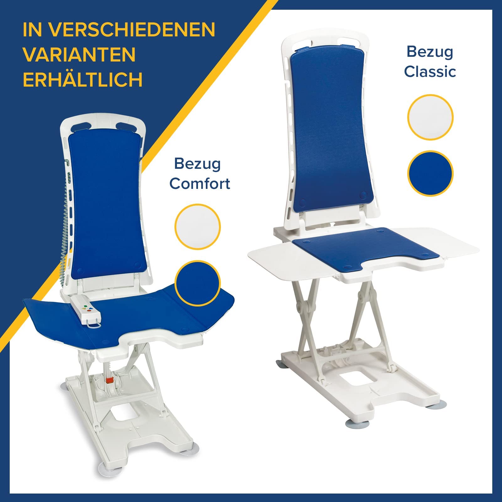 Drive Medical Badewannenlift BELLAVITA 2G mit Bezug Classic weiß I Ergonomischer Badewannenlifter für Senioren I Elektronisch verstellbar mit schwimmfähiger Bedienung I, belastbar bis 140kg