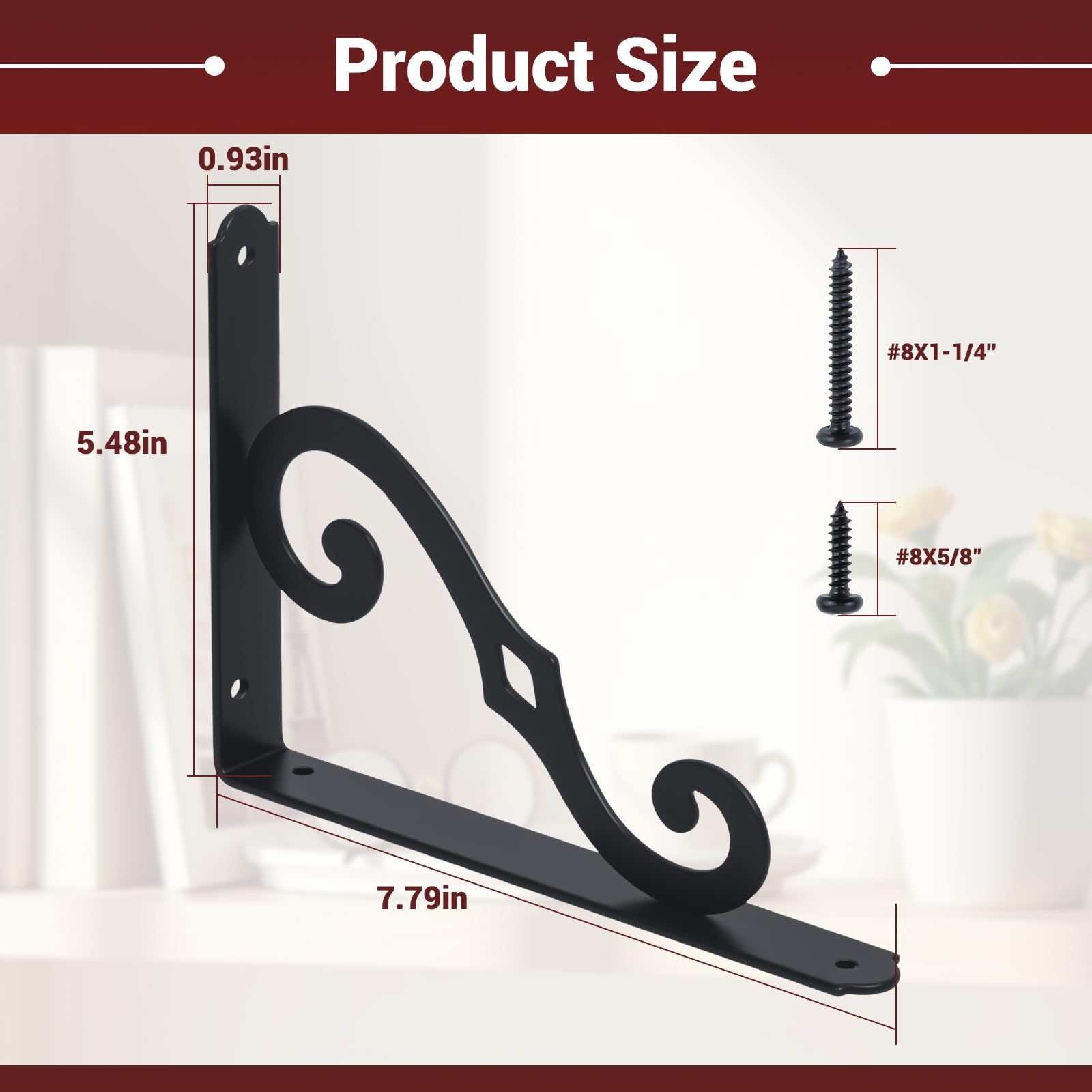 HOME MASTER HARDWARE Paquete de 10 soportes decorativos para estante flotante de 8 pulgadas para montar en la pared para estanterías abiertas en forma de L, soporte de esquina de metal de hierro