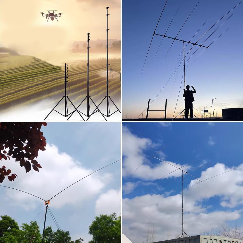 FOMITO Photography Light Stand 24ft/730cm, Air-Cushioned Heavy Duty Aluminum Photo Video Tripod Stand with 1/4" Screw for Drone Communication Base Station, and Studio Light, Max Load 22.5kg, LM-7300HA