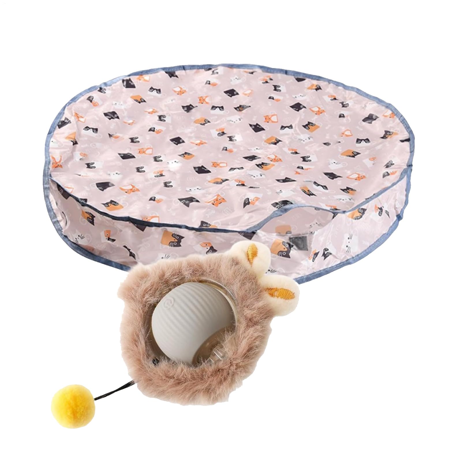 Automatic Cat Toy - 70cm Electric Rolling Ball & Hunting Cover For Indoor Play. Interactive Self-Play Exercise Toy With Oxford Cloth & Quiet Motor.