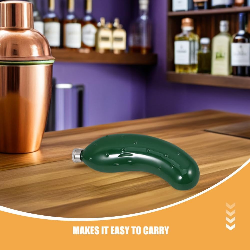 2 Pack Stainless Steel Cucumber Flask Pocket Size Leakproof Green image 5