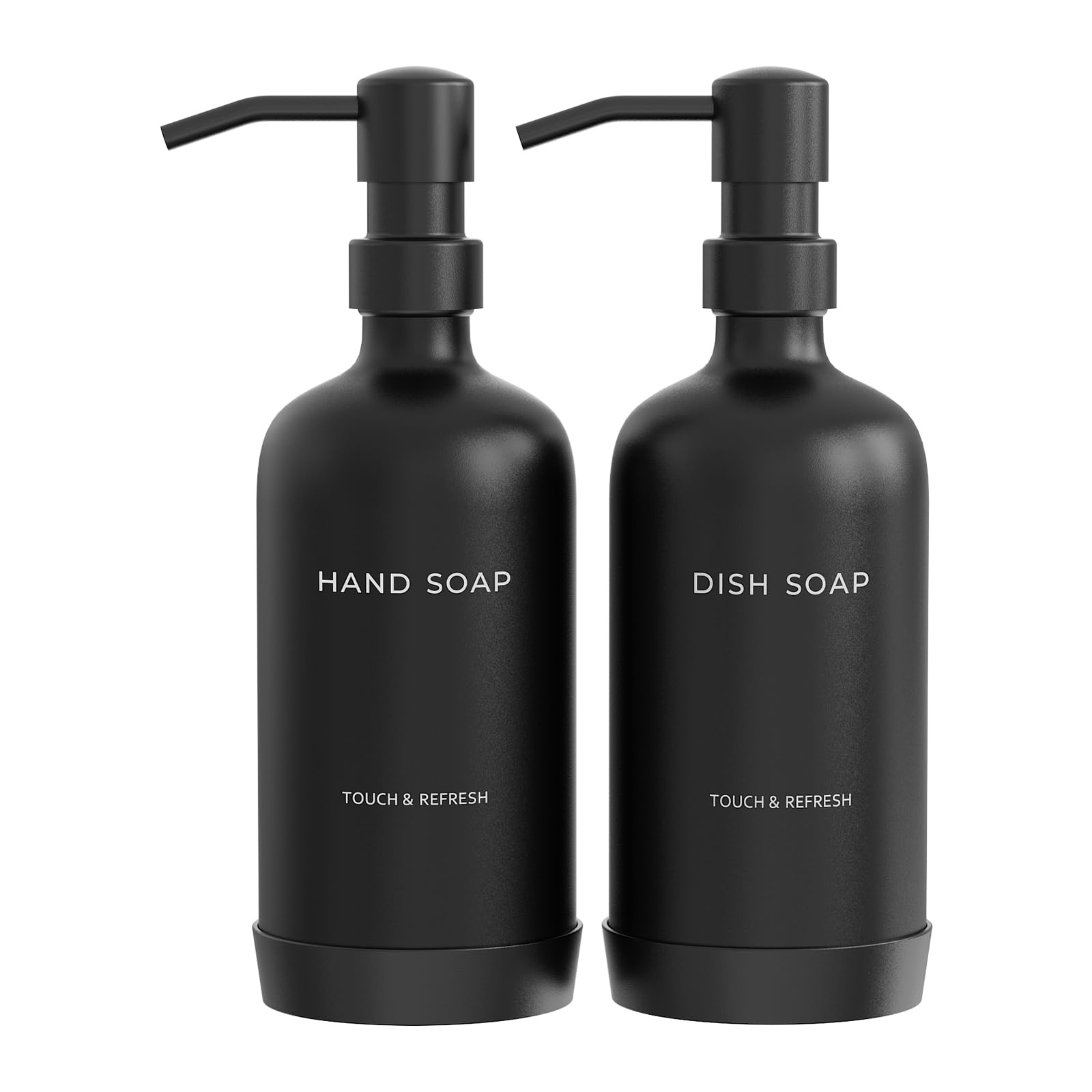 Kitchen Soap Dispenser with Non-Slip Protective Silicone Pad - Hand and Dish Soap Dispenser for Kitchen,Modern Kitchen Decor & Accessories.(Black)