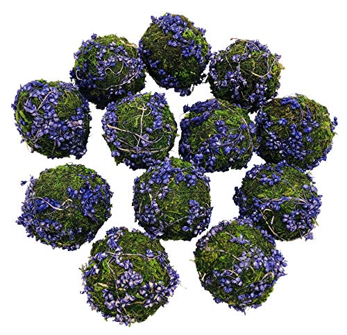 Natural Purple Moss Decorative Ball,Handmade (2.8"-Set Of 6) #TOP28