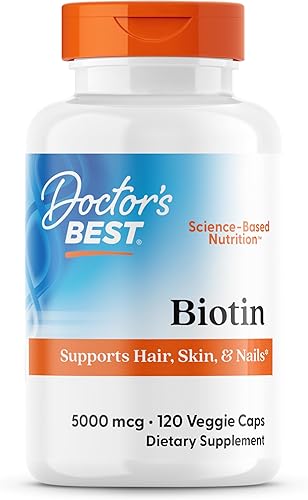 Doctor's Best La biotina apoya el cabello, la piel, las uñas, aumenta la energía, el sistema nervioso, sin OMG, vegano, sin gluten, 120 unidades