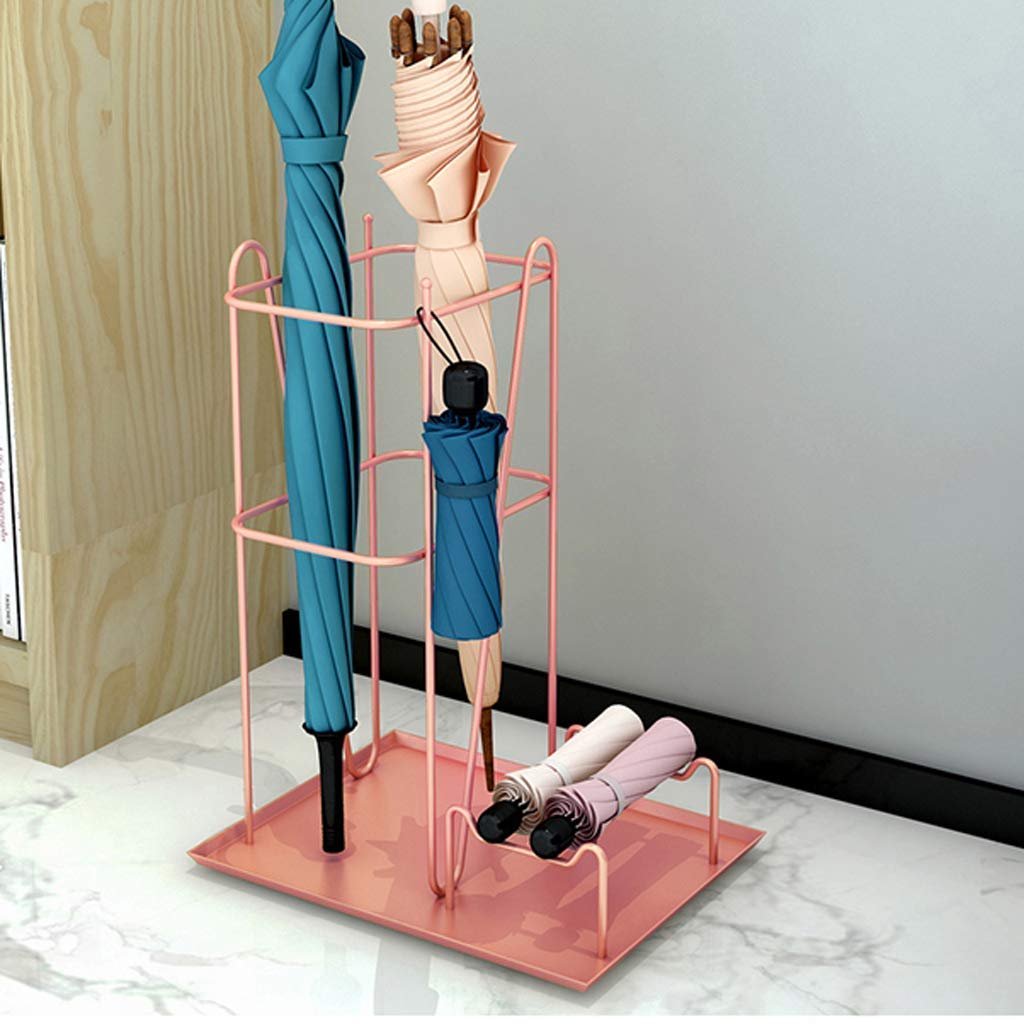FCXWEVR Metal Umbrella Holder Rack Wrought Iron Umbrella Storage Stand for Home & Commercial Use Stylish Pink Umbrella Bucket for Hotels & Entrances