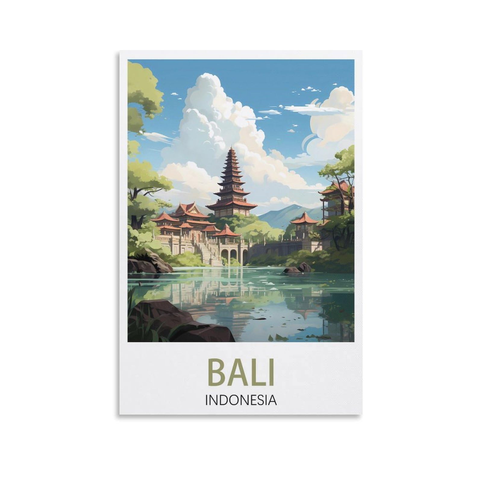 LHJOIUN Bali Indonesia Vintage Travel Posters Landscape 20x30inch(50x75cm) Art Canvas Print For Living Room Bedroom Home Decoration Modern Art