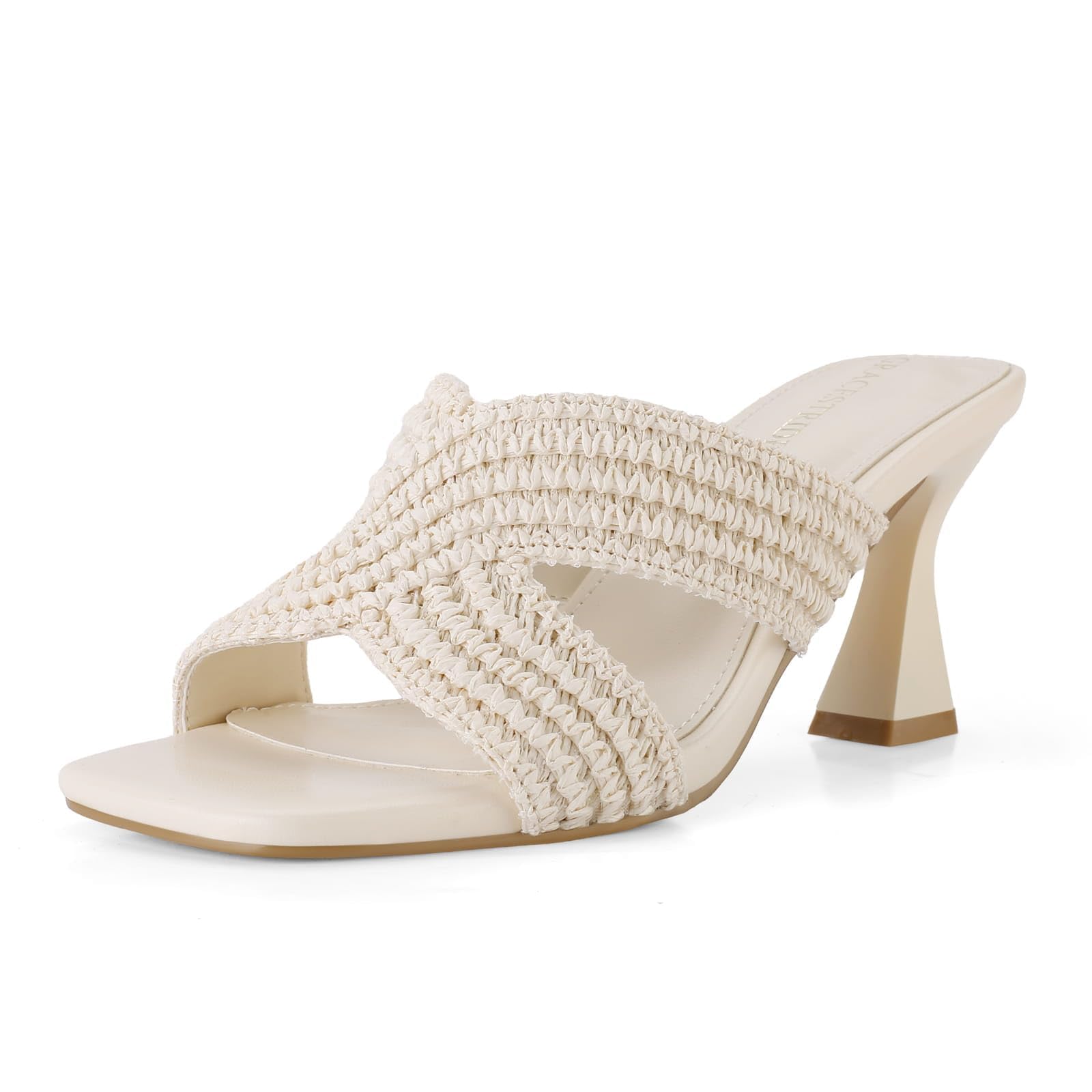 GRACESTRIDE Women’s Heeled Sandals Slip On Chunky Square Toe Mule Sandals Open Toe Slide Casual Summer Dressy Sandals