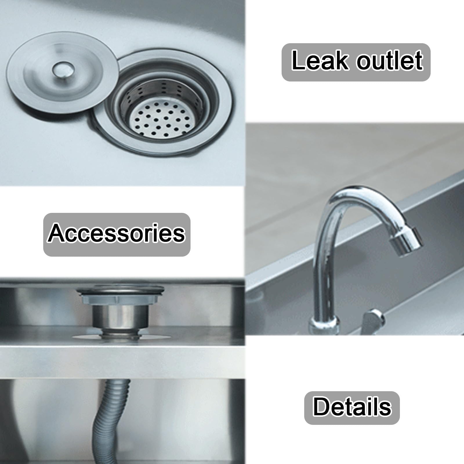 Tavolo da Lavoro per Cucina Design con Scorrevoli Piano di in Tavolos Acciaio Inox Lavello Integrato Ampio Spazio Stoccaggio Saldature Senza Giunture Meccanismo Scorrimento