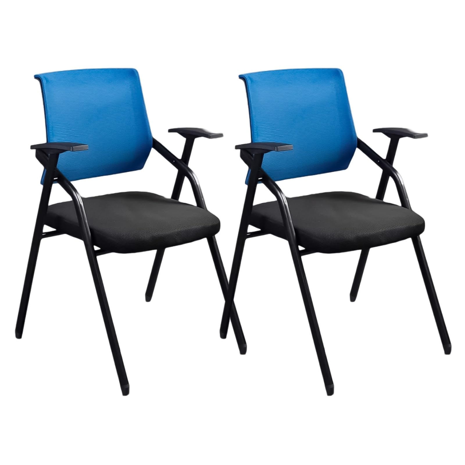 ASerZenith Set Of 2 Stackable Guest Chairs For Waiting Room Folding Conference Chairs With Armrests Office Reception Desk Seating Blue,Blue-1