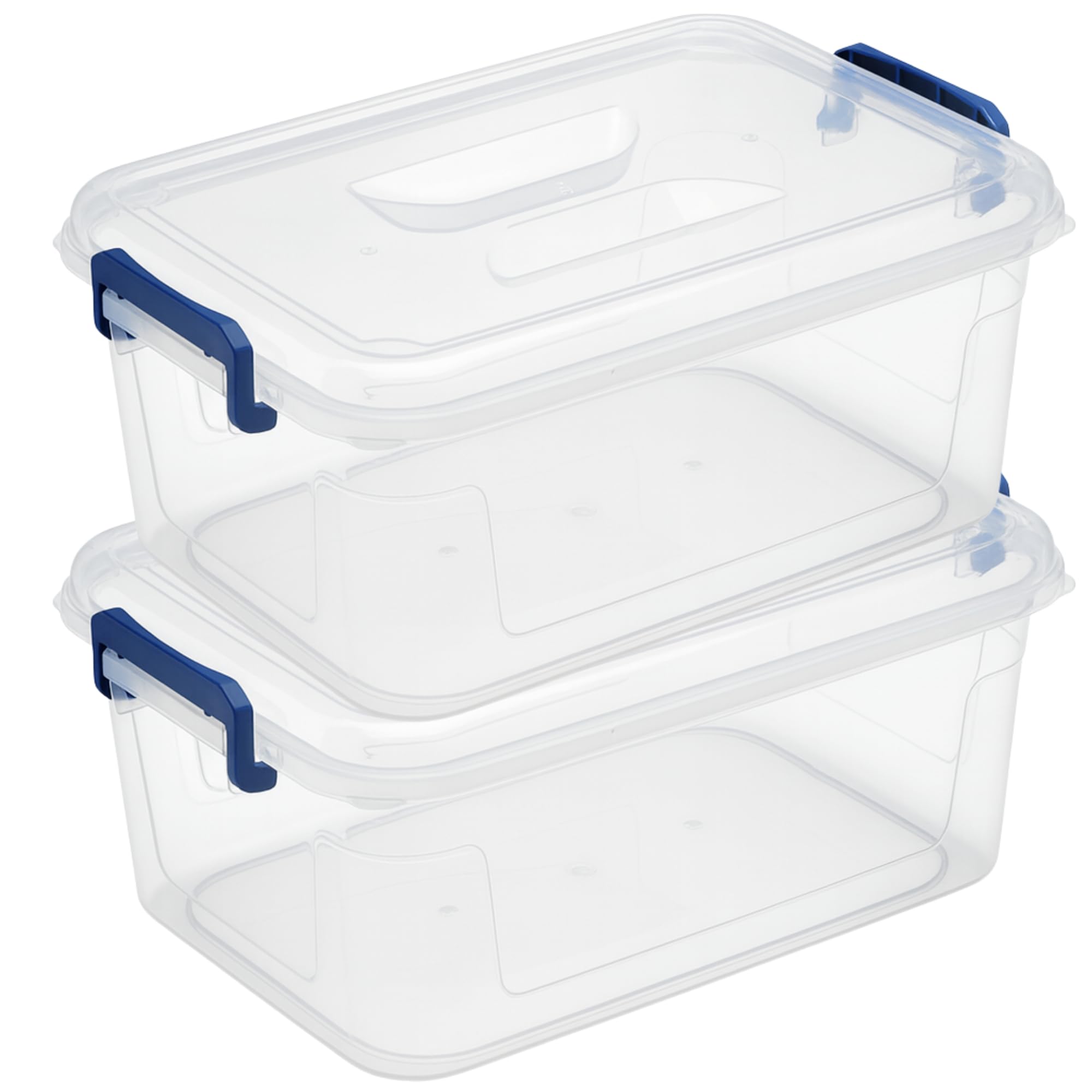 Tribello Plastic Storage Bins with Lids, Clear Stackable Storage Containers - 9.5 Qt - 2 Pack