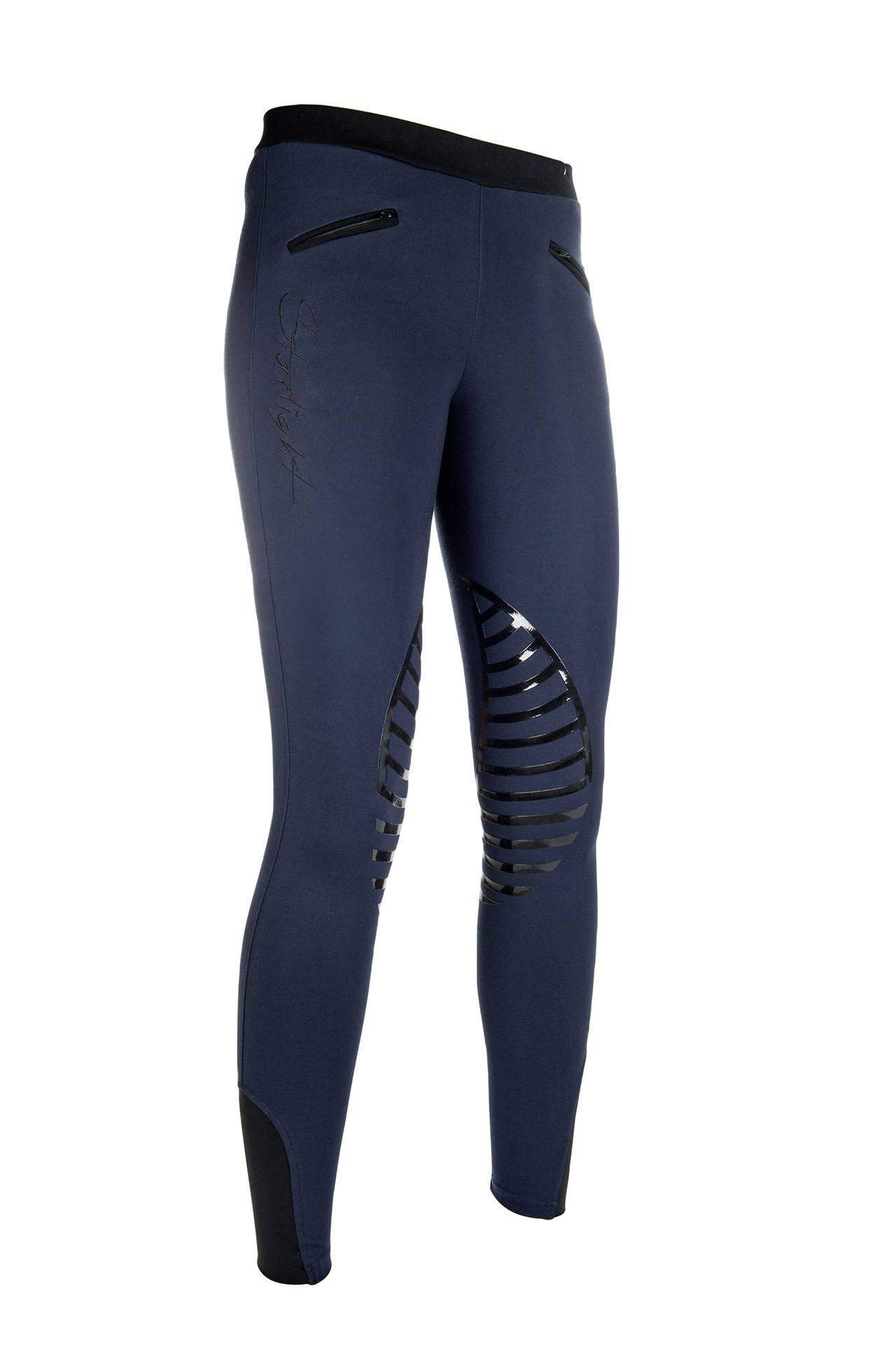 HKM 9228 Starlight, Leggings da Equitazione in Silicone, per Ragazze, Grigio Scuro/Sabbia, 40