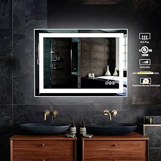 32 x 40 inch Bathroom Vanity Mirror, LED Backlit+Wall Mounted + Defogger & Dimmable Touch Switch + UL Listed + Polished Eadge &Frameless + 5500K Cool White +3000K Warm + CRI>90 + Vertical&Horizontal - coolthings.us