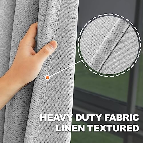 JIVINER 2 Panel Set Linen Blackout Curtains for Bedroom Living Room Darkening Curtains Grommet Thermal Insulated 108 inch Window Drapes Panels (Light Gray, W52 X L108,2 Panel) by JIVINER - Used condition - Image 4