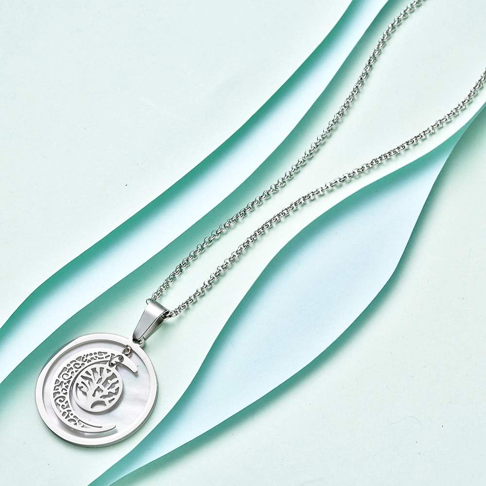 Mother's Day Gifts Women's Sterling Silver Mother of Pearl Pendant Necklace Crystals For Mother's Day Gift