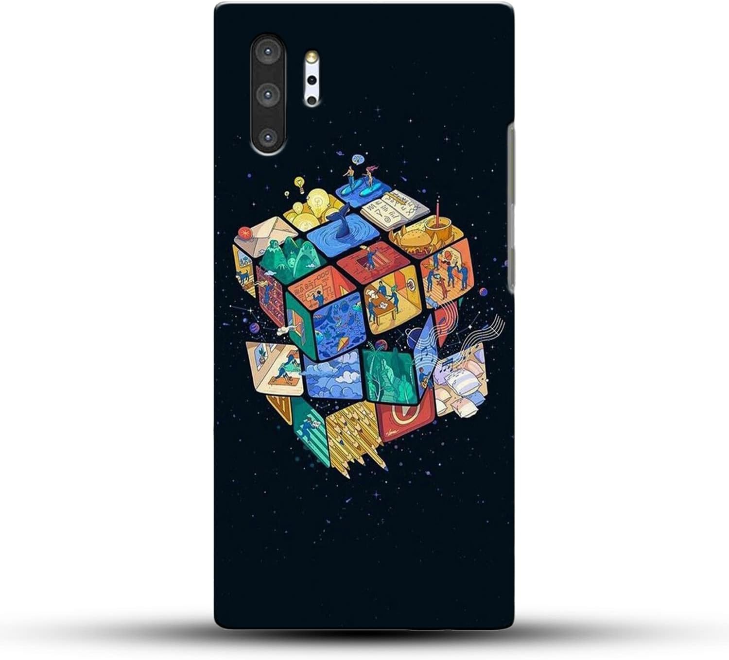 DREAMCART Samsung Note 10 Plus Back Cover | Cube Art Texture Colorful Abstract Blue Fancy Cover | Designer Printed Hard Back CASE Cover for Samsung Galaxy Note 10 PRO/Note 10PLUS