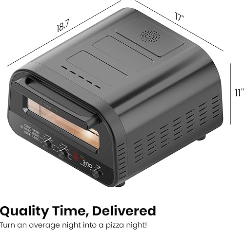 Miniatura 9 de CHEFMAN Horno de pizza para interiores  Hace pizzas de 12 pulgadas en minutos, calienta hasta 800 F  Máquina de pizza eléctrica para encimera con 5