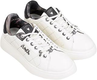 Zapatillas originales para mujer, con plataforma, suela ancha, cordones blancos, estampado interior, efecto acolchado (Bla...