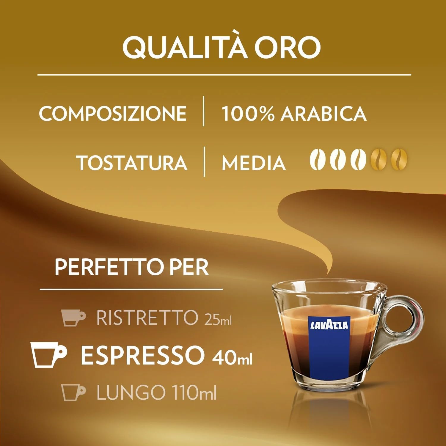 Caffè A Modo Mio Miscela Qualità ORO - 180 Capsule Originali Miscela ORO 100% Arabica -