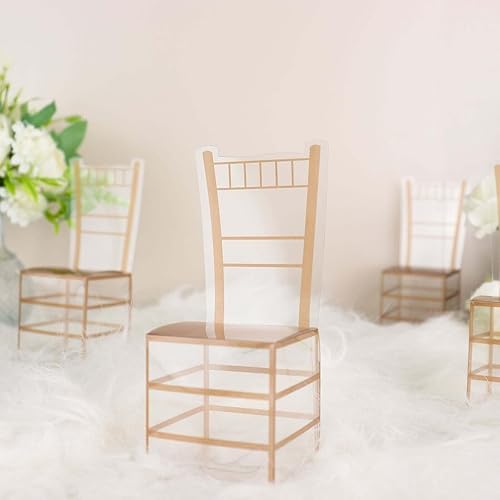 Miniatura 2 de Efavormart - Paquete de 25 cajas de regalo de caramelos con forma de silla Chiavari de PVC transparente y dorado, 2 x 5 pulgadas