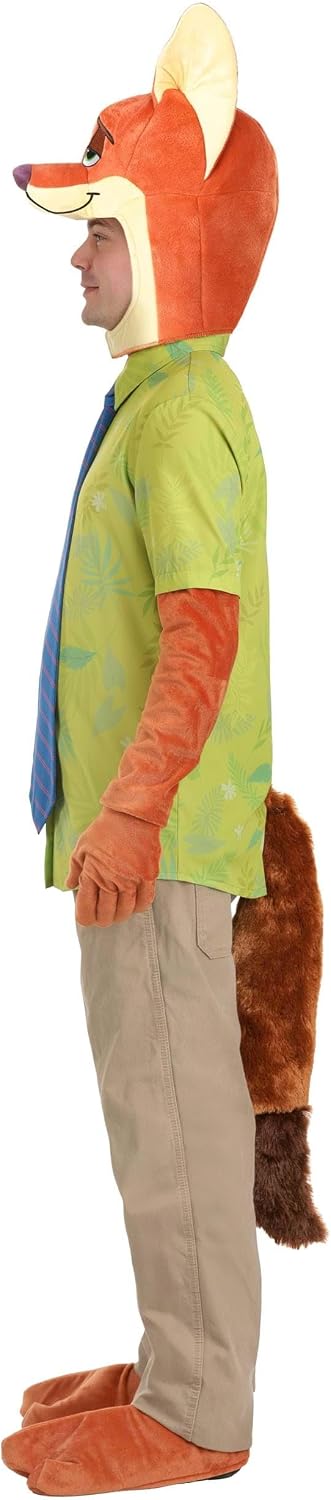 Disney Zootopia Nick Wilde Costume for Men - Includes Shirt, Tie, Headpiece, Tail, Gloves & Shoe Covers, Fox Halloween Outfit