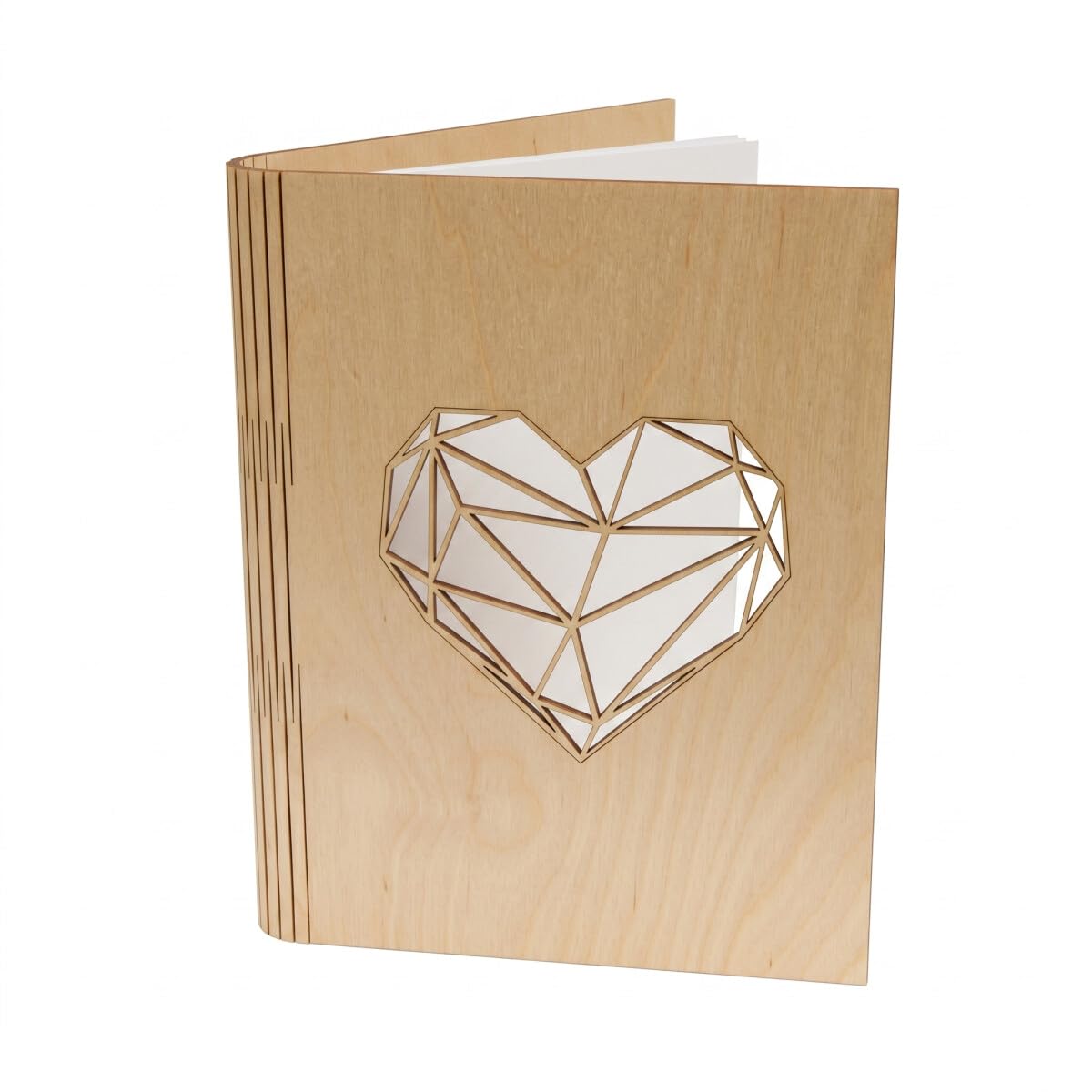 HOFMEISTER® - Raccoglitore A4 in legno con cuore, grande raccoglitore ad anelli in legno per documenti, ricette e ricordi, raccoglitore sostenibile fai da te da progettare, incidere e regalare