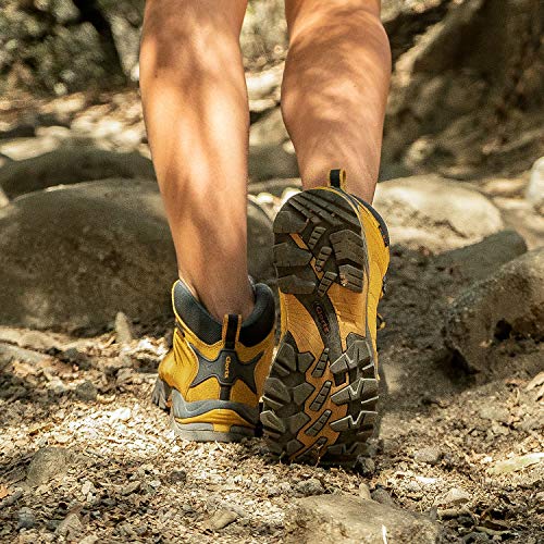 Clorts Women's Classic Hiking Boots Waterproof Suede Leather Lightweight Hiking Shoes Yellow US Women Size 8.5 Medium Width - Thumbnail 2