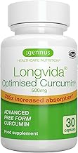 Igennus Longvida Optimised Curcumin 500mg, High Dose & 285x Increased Bioavailability, Rapid Absorption with Sustained Action, Vegan, 30 Capsules