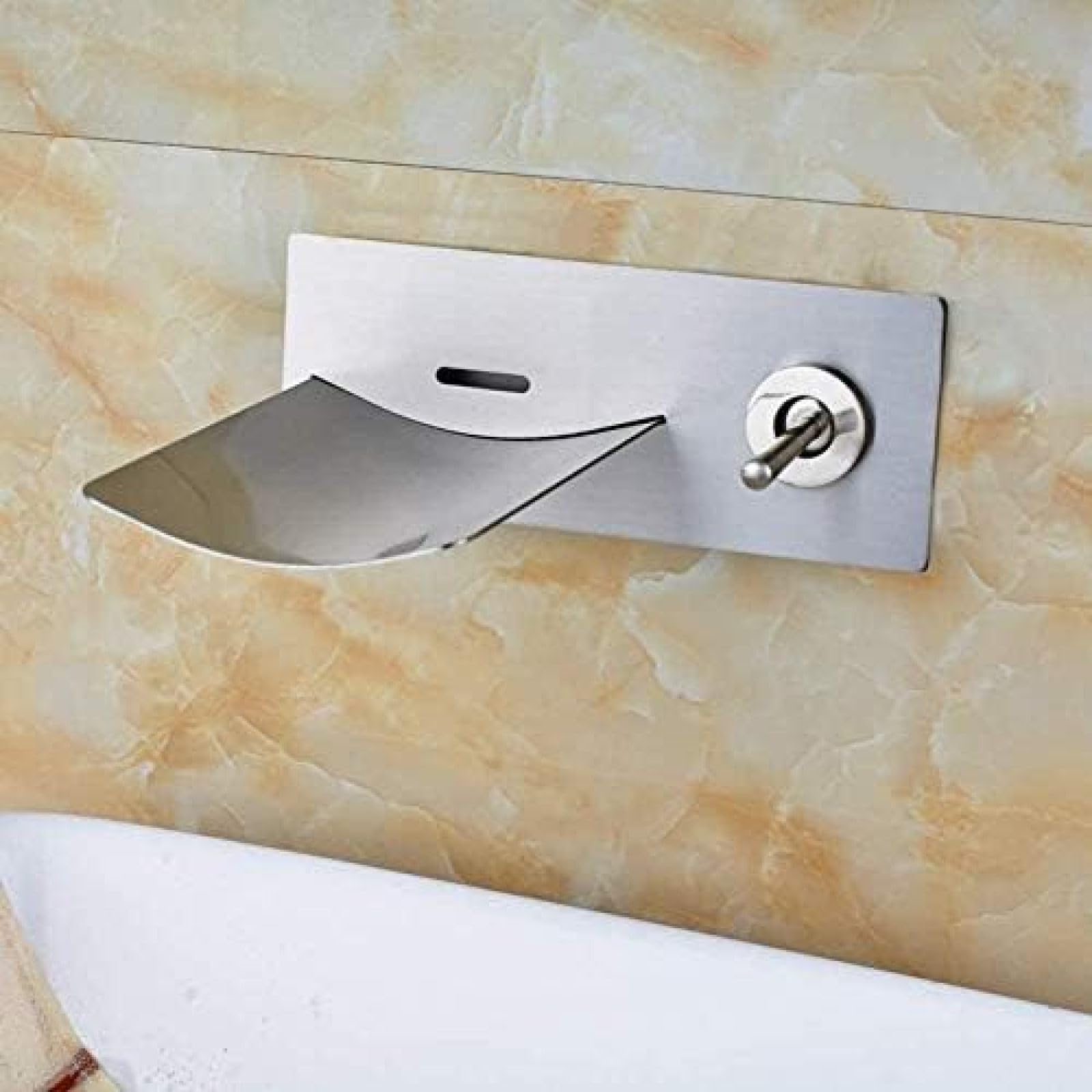 Rubinetti da Cucina Rubinetto Nichel Spazzolato Cascata Doppio Foro Rubinetto per lavabo Bagno Maniglia Singola Lavello Miscelatori per lavello con Cambio Colore, Rubinetto per lavandino