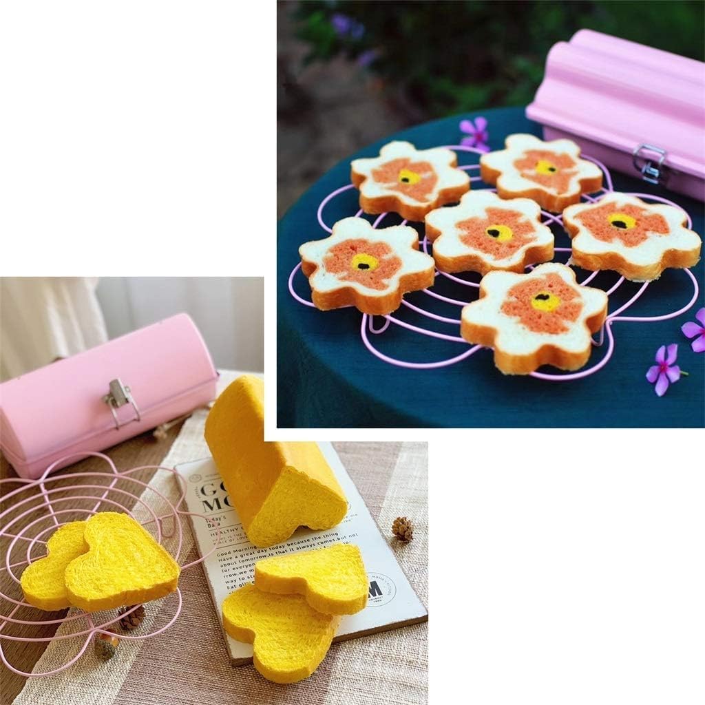 Molde para pan con tapa, molde antiadherente de acero al carbono, en forma de corazón y en forma de flor para tostadas, sándwiches y pasteles, resistente a la temperatura