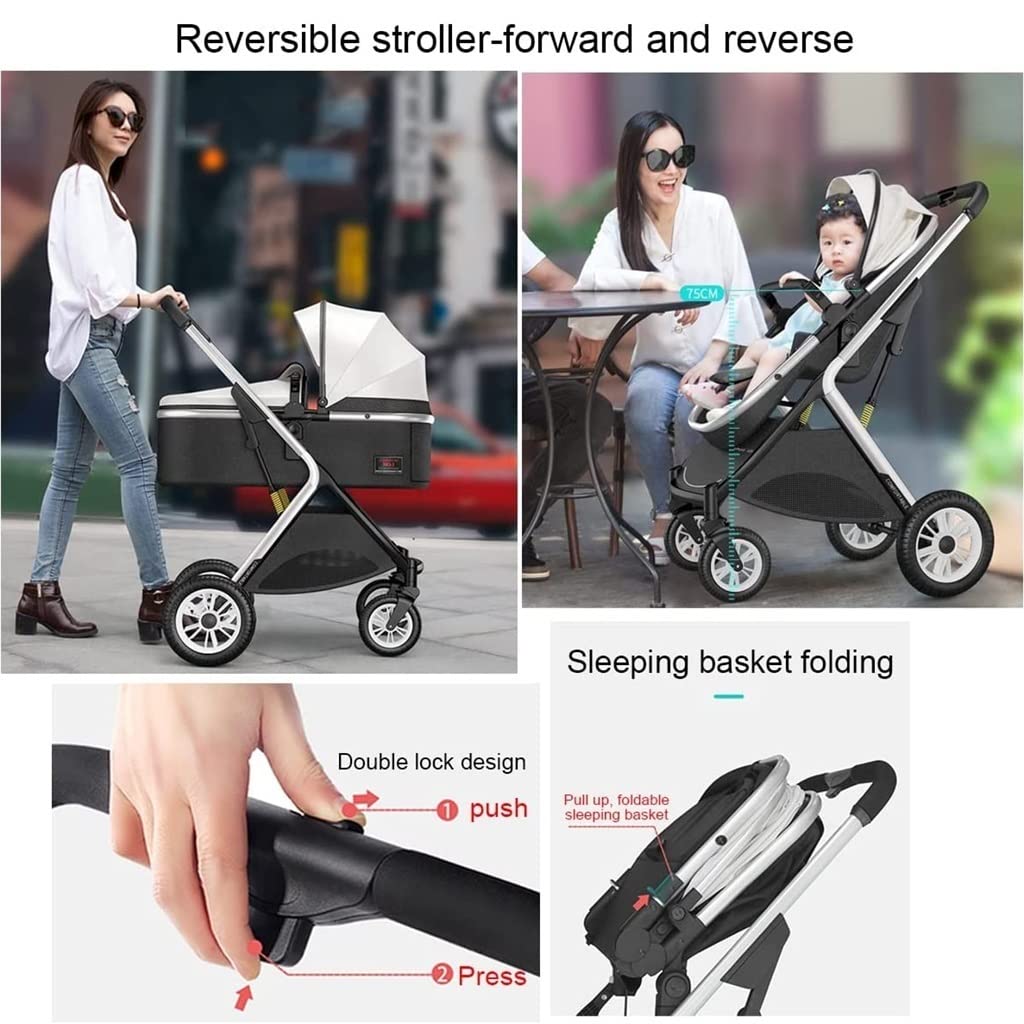 Doppelter Kinderwagen Zwillingskinderwagen faltbarer Tandemkinderwagen mit Doppelsitz Gold