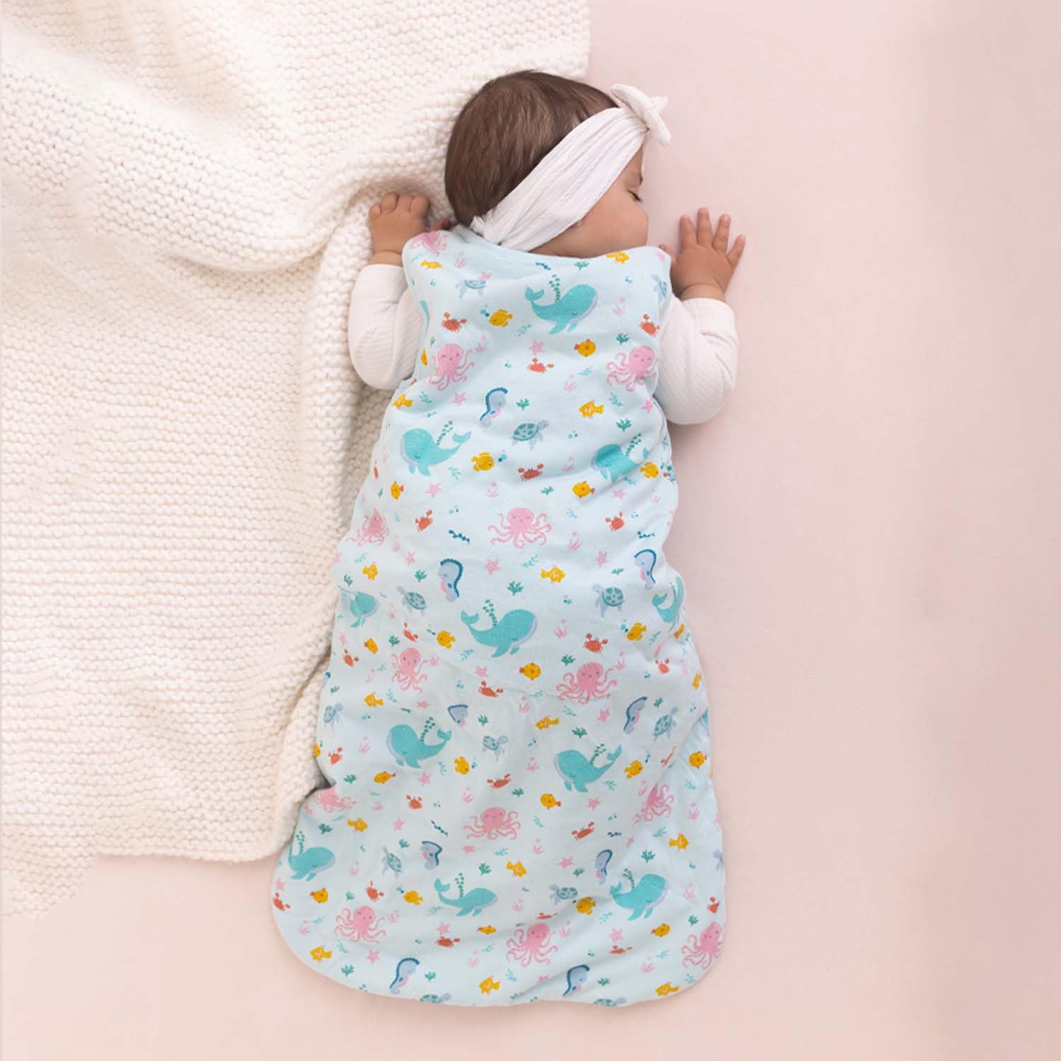 Haus and Kinder 100% Cotton Sleep Sack | Quilted Layer Sleeping Bag for 6-9 Months Baby | Baby Wearable Blankets | Vitamin Sea