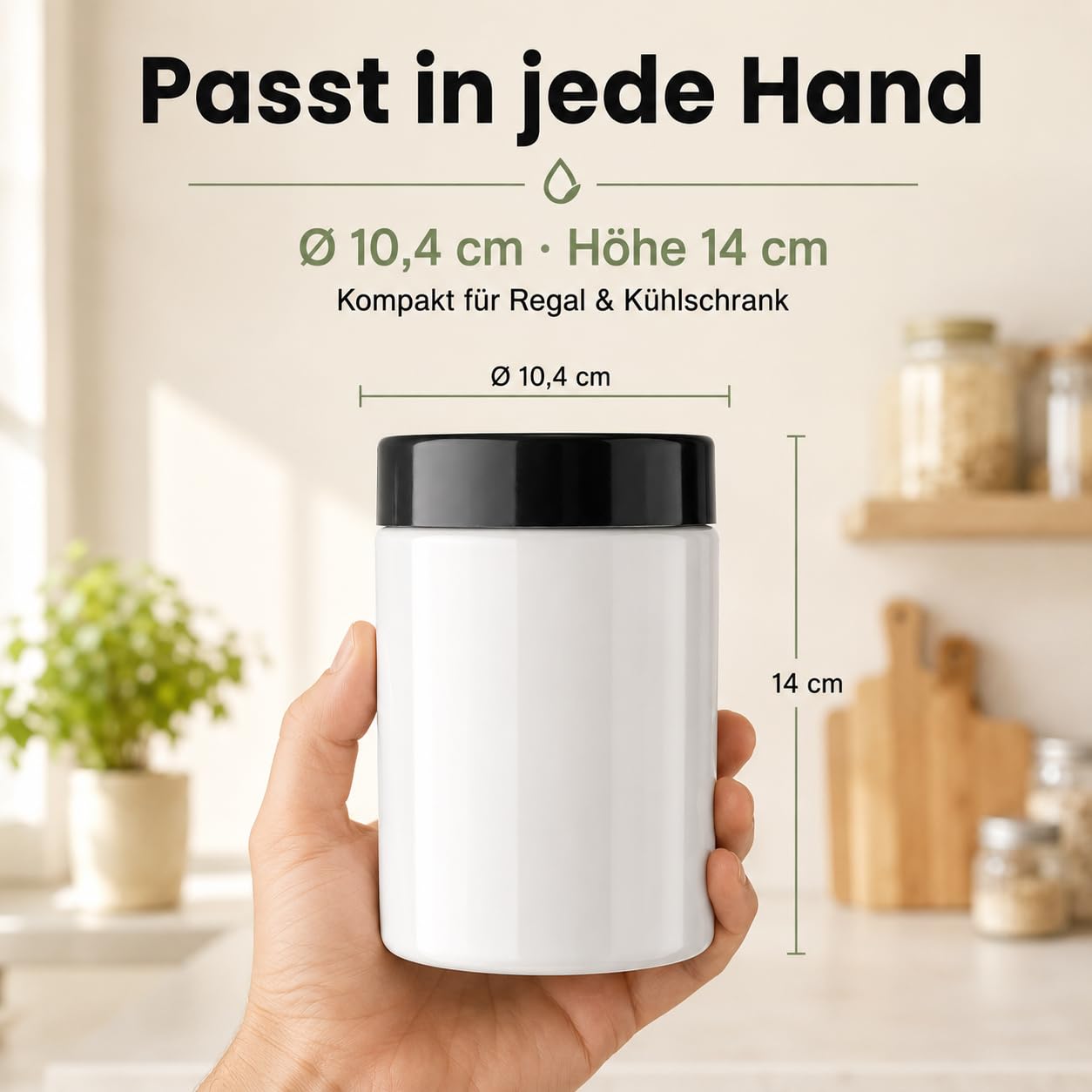 POSH Barattoli ermetici, 150 x 1 l, in PET per uso alimentare, con coperchio a vite, contenitori in plastica bianca con coperchio, per farina, caffè, tè, erbe, barattoli in plastica rotondi impilabili