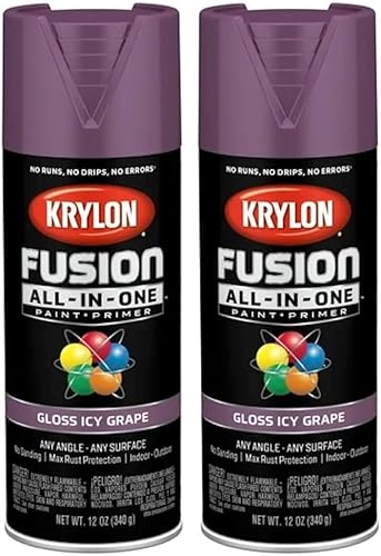 Miniatura 1 de Krylon K02709007 Fusion - Pintura en aerosol todo en uno para uso en interiores y exteriores, morado uva helada brillante, 12 onzas (paquete de 2)