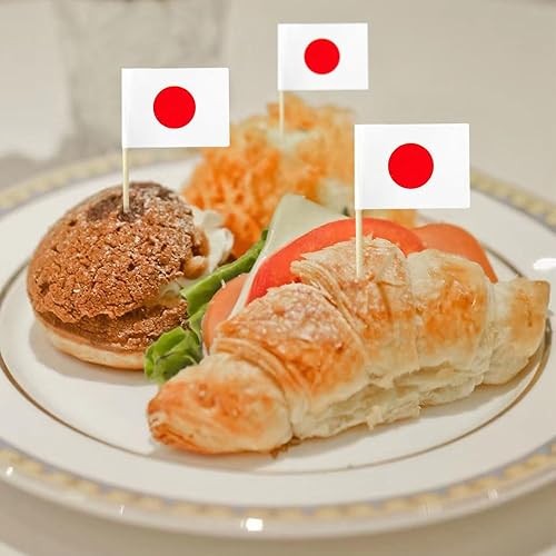 Miniatura 5 de Bandera de Japón, palillo de dientes pequeño, mini banderas, decoraciones para cupcakes (100 piezas)