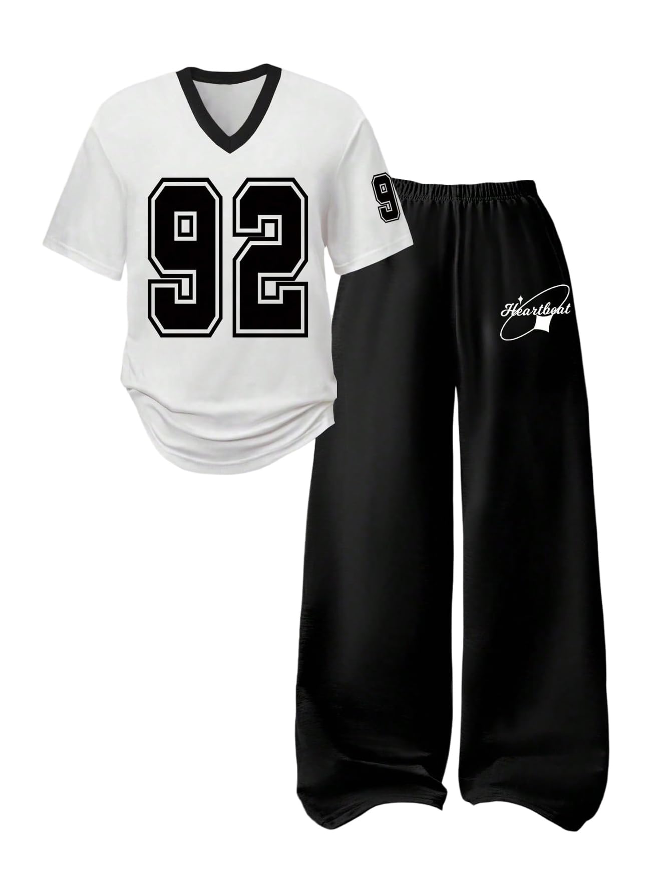 SOLY HUX Girl's Sporty Outfits Number Graphic Jersey Shirt and Baggy Sweatpants Suit 2 Piece Set
