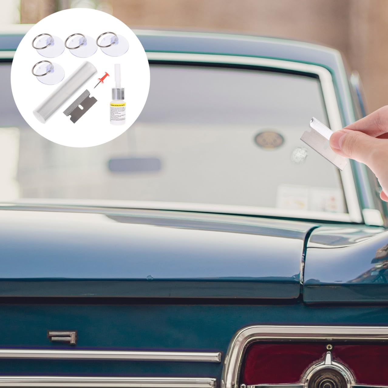 Amosfun 5 Juegos Kit de Reparación de Grietas para Parabrisas Reparador de Arañazos de Vidrio para Automóviles Efectiva y Práctica para Daños Ventanas de Coche