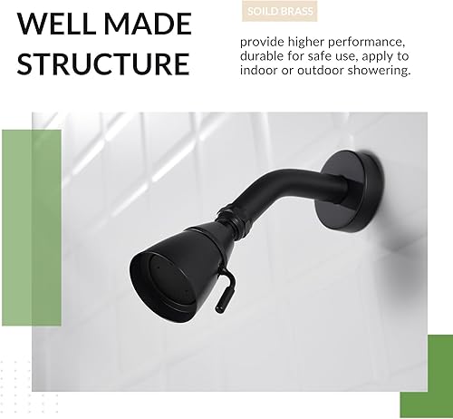 Miniatura 7 de APLusee - Cabezal de ducha de alto flujo, cabezal de ducha de latón macizo con junta giratoria, cabezal de ducha de baño de repuesto ajustable de