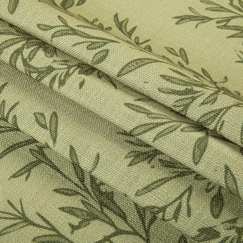 Image of TWOPAGES Pinch Pleat Leaf Print Cafe Curtains, Jade, 52W x 30L