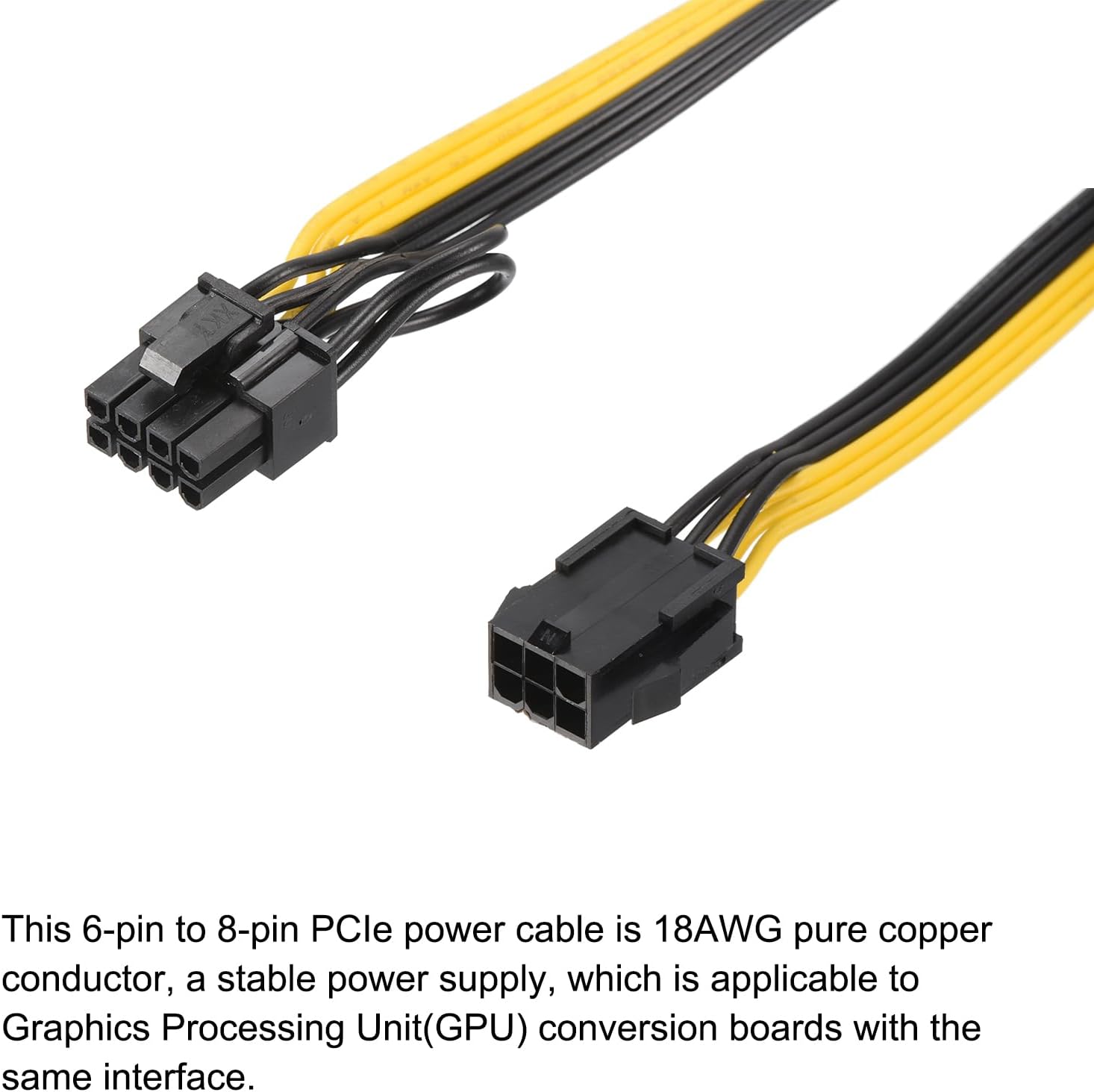 MECCANIXITY PCIe Cable 6 Pin Female to 8 Pin (6+2) Male PCI Express Power Adapter Cable GPU Power Supply Cable 420mm/16.5" for Graphics Card