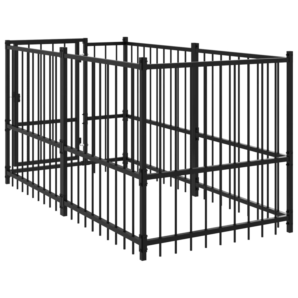 vidaXL Chenil pour Chien Noir 193,5x97x100 cm Acier Cage Enclos Chiot Animaux