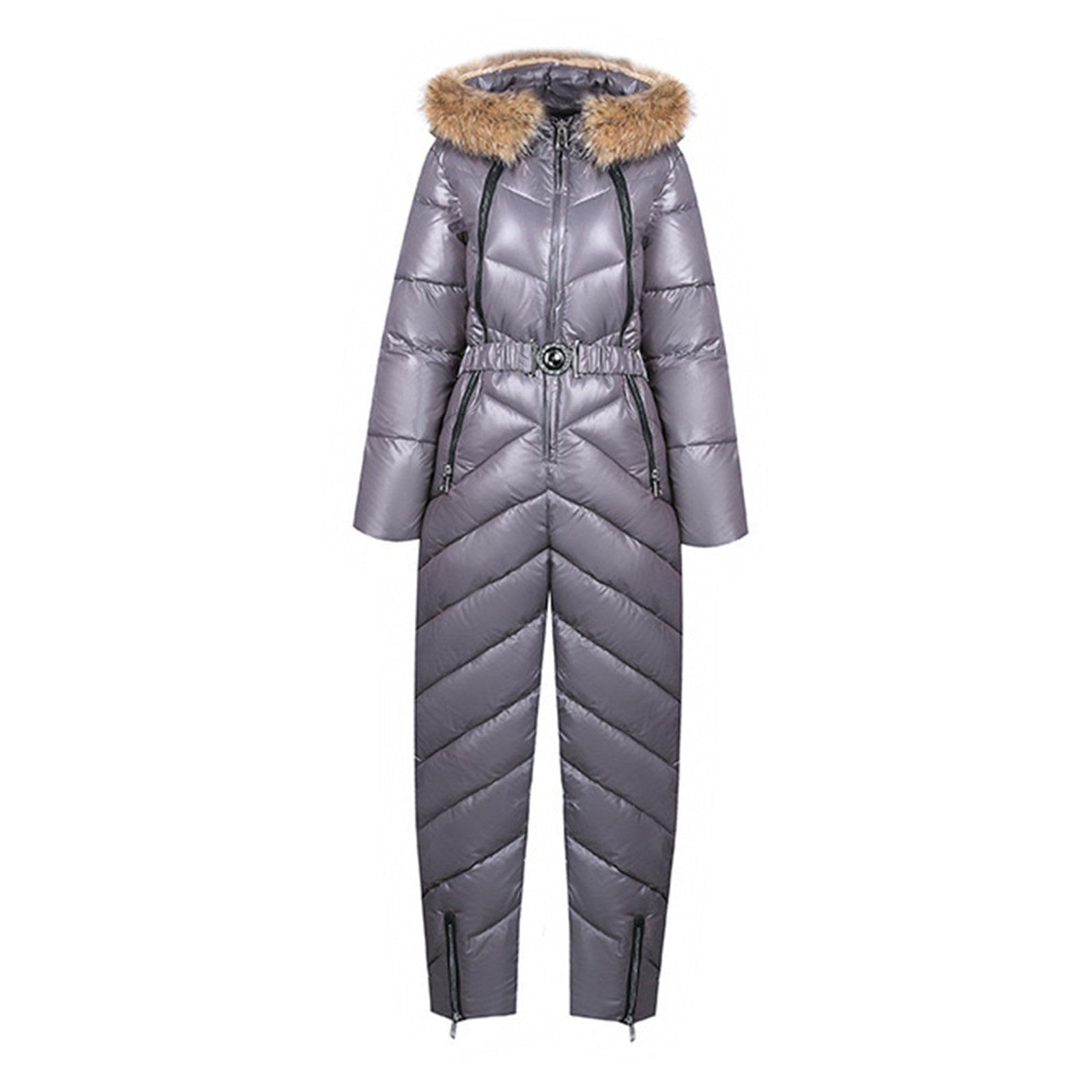 Generisch Tutina invernale da donna, tuta da sci, sport all'aria aperta, tuta da neve, colletto rimovibile, costume da pinguino