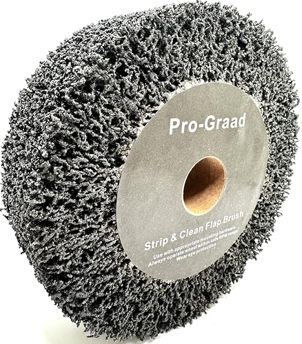 Image of 6 inch x 2 inch Black 40 Grit Extra Coarse Non-Woven Bench Grinder Strip & Clean Flap Brush Wheel, Metal Graining, Stripping, Rust & Paint Removal, Compatible for 1 /2 inch, 5 /8 inch, 3 /4 inch Arbor