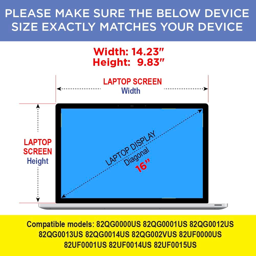Matte Anti-Glare Screen Protector compatible with Lenovo Yoga 7i 16 inch 2 in 1 laptop 82QG0000US Series [2 Pack]