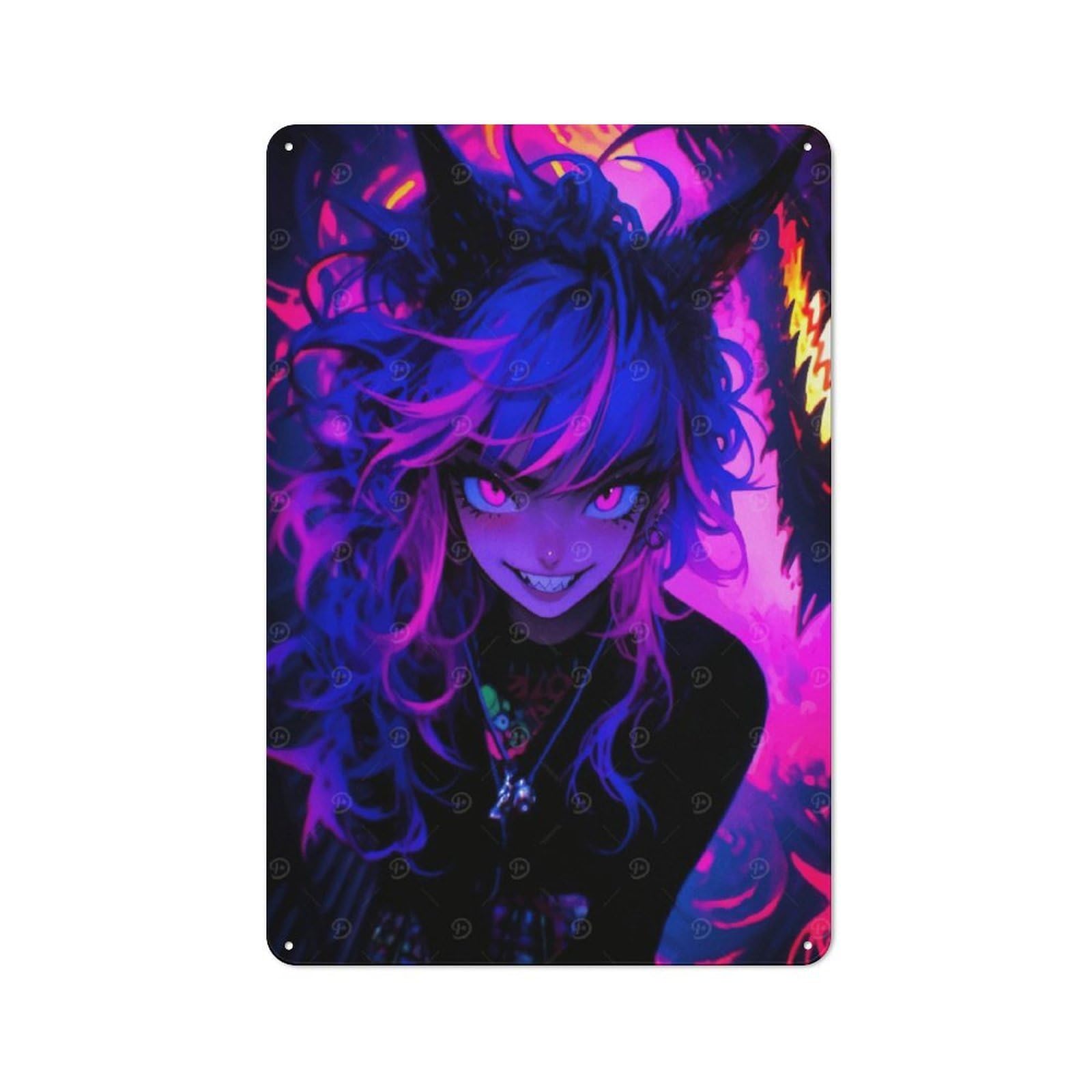 Junmoney Girls Style-10 Cottage Style Anime With Neon Hair Country Metal Sign 30X20cm, Farmhouse Wall Decor For Farmhouse Kitchen, Pantry Or Dining Area