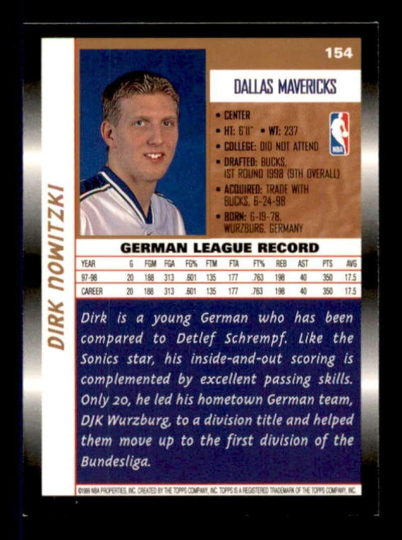 Dirk Nowitzki Rookie Card 1998-99 Topps #154 - Basketball Slabbed Rookie Cards