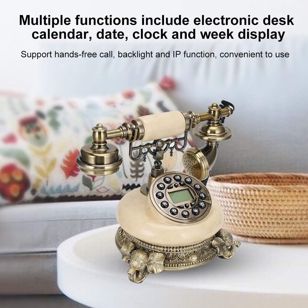 Super Deal Product Antique Telephone, Desktop Retro Old Fashioned Backlight Telephone Corded Landline Phone with Display FSK/DTMF/Calendar, Date, Clock and Week, Support Hands-free Call IP Function for Home Office Decor Exclusive Discount 50% Price Antique Telephone, Desktop Retro Old Fashioned Backlight Telephone Corded Landline Phone with Display FSK/DTMF/Calendar, Date, Clock and Week, Support Hands-free Call IP Function for Home Office Decor